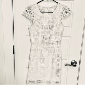 White Crochet Dress; Size Small; back out